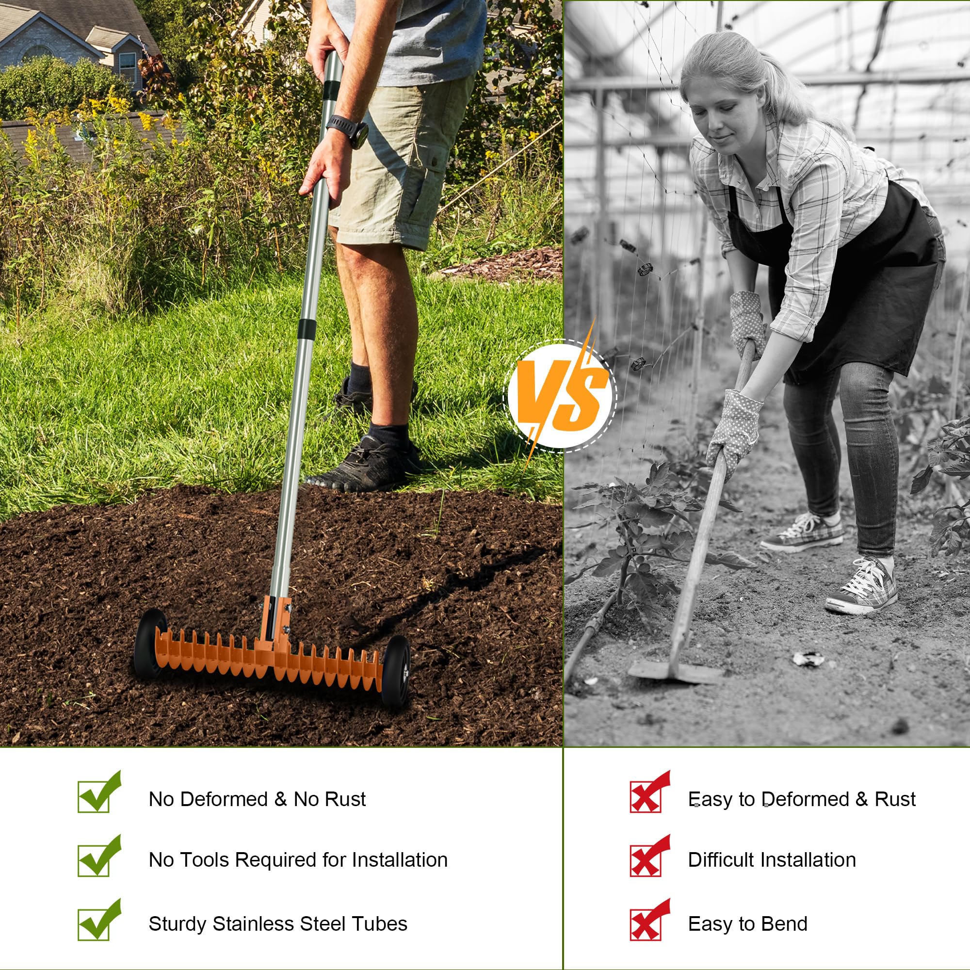 JouZYA Thatch Rake easy assembly and compact storage