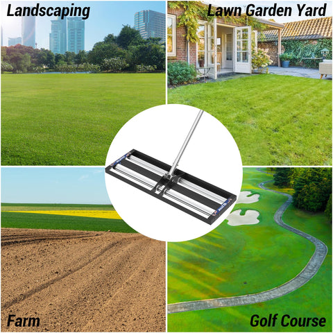 JouZYA yard leveling rake in action helps even soil distribution