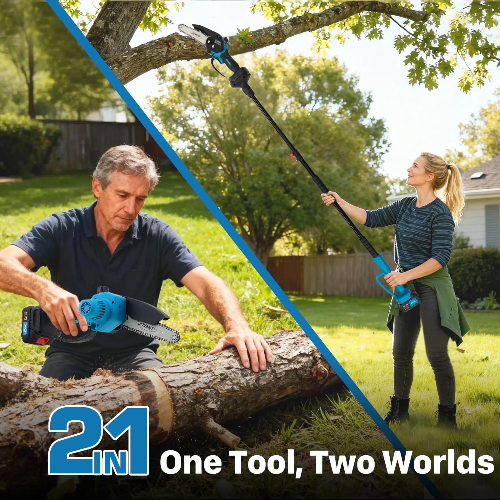 Jovant brushless motor delivers faster cuts and longer life.