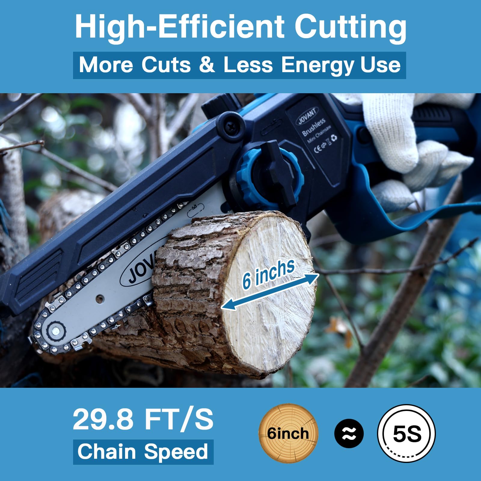 JOVANT quick charger enables fast recharging between pruning tasks.