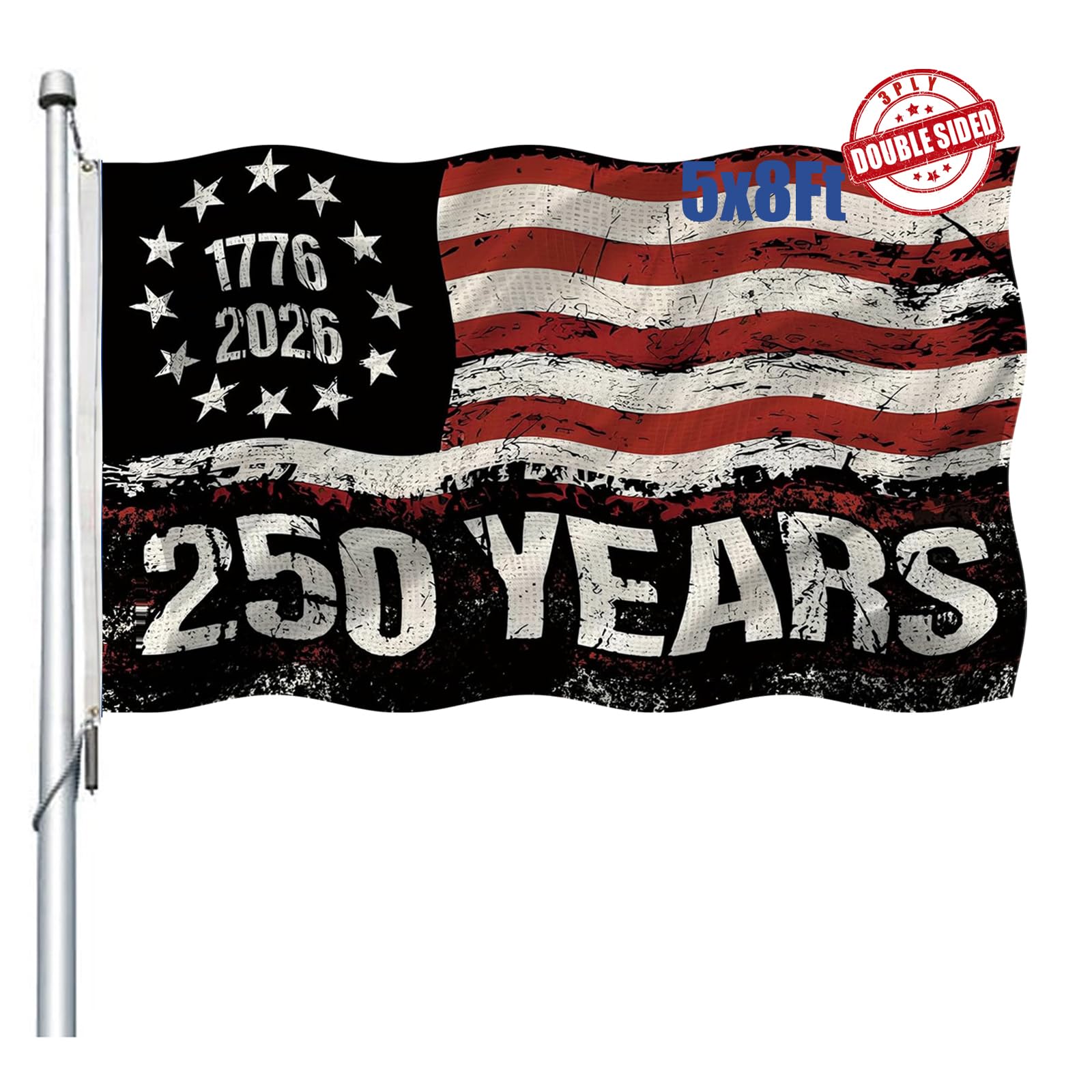 Joven 250th anniversary flag, front view, durable outdoor display for celebrations.