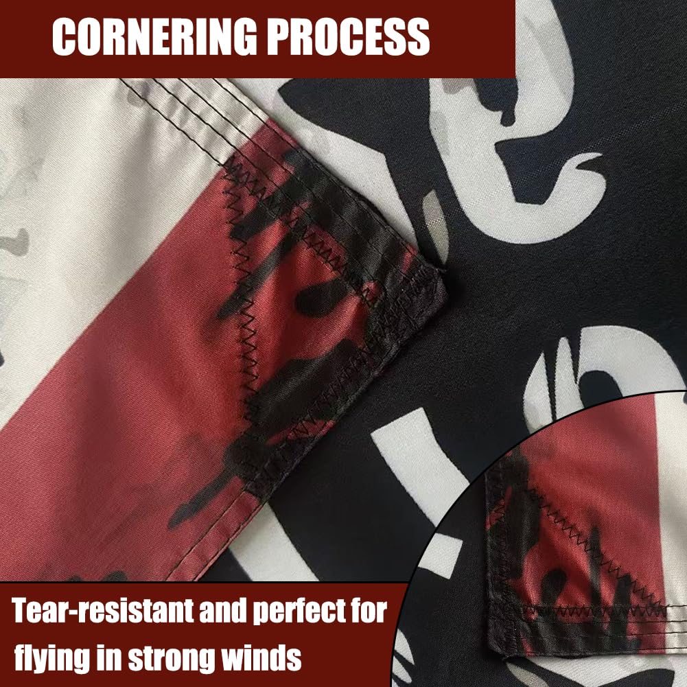 Joven 250th anniversary flag stitching detail, reinforced header for long outdoor life.