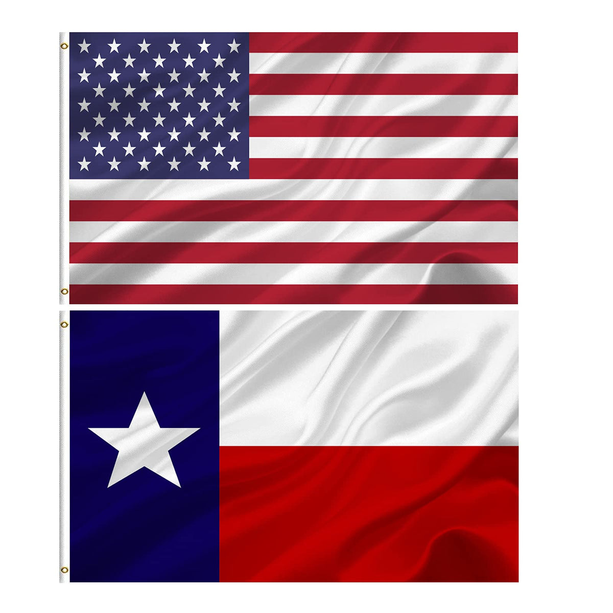 Joven American-Texas flag 3x5 combo set ready for indoor patriotic wall decor.