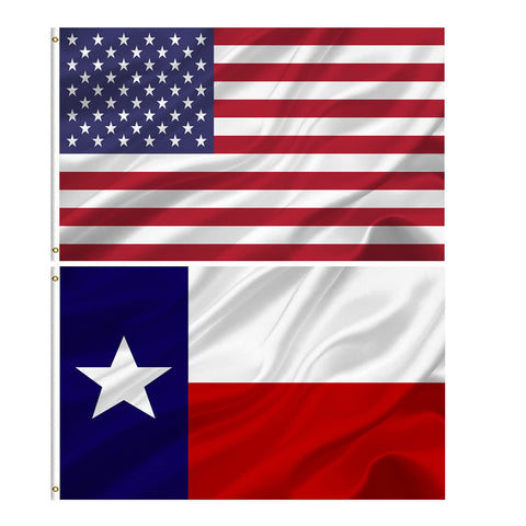 Joven American-Texas flag 3x5 combo set ready for indoor patriotic wall decor.