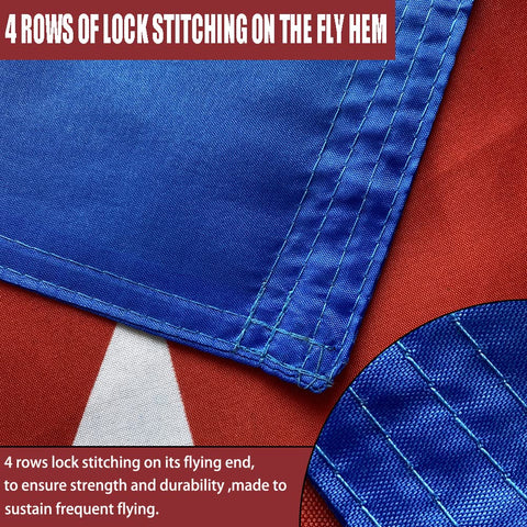 Joven Cuban flag with quadruple stitching for wind resistance