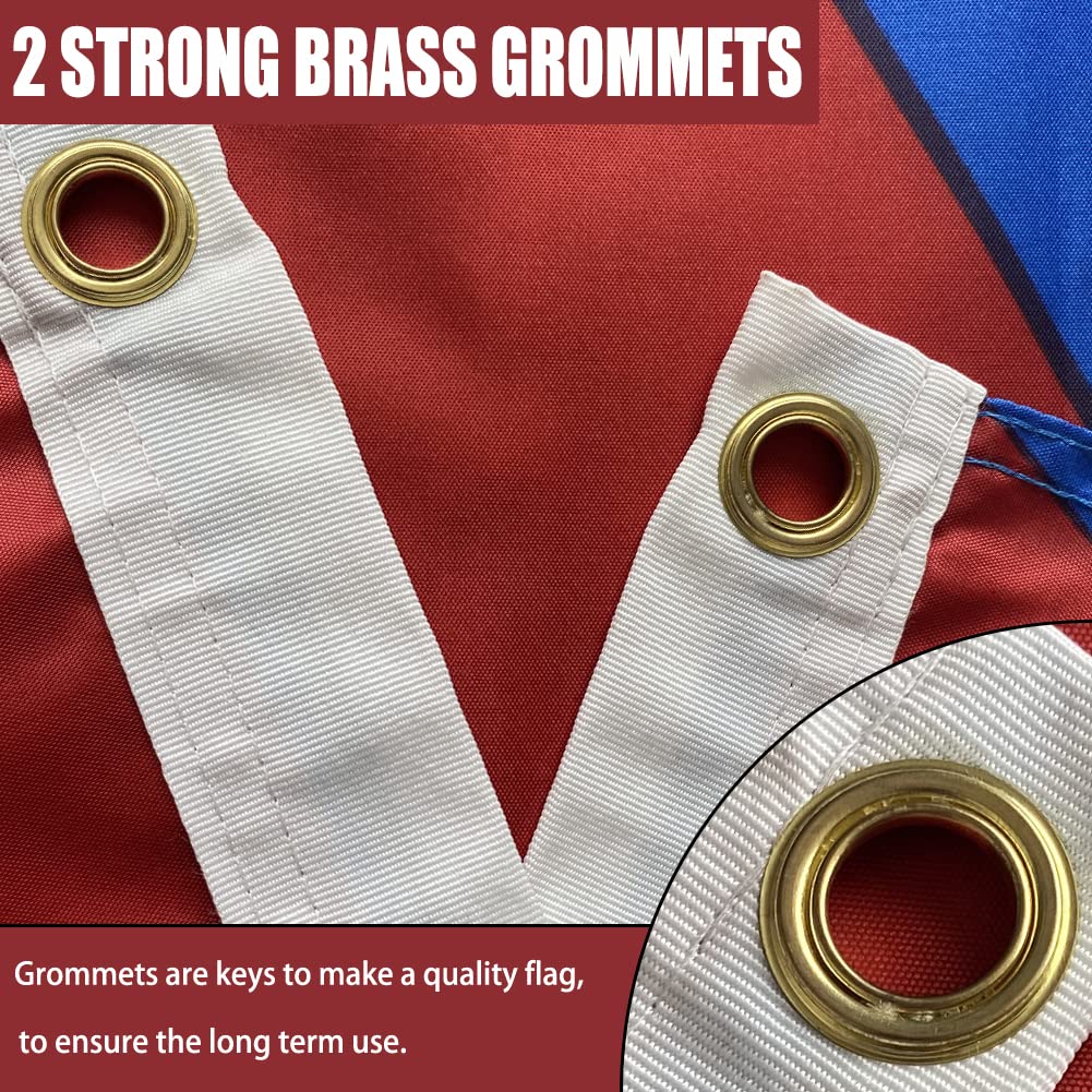 Joven flag features four-row reinforced edge for longevity