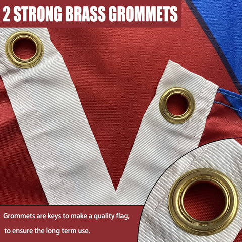 Joven flag features four-row reinforced edge for longevity