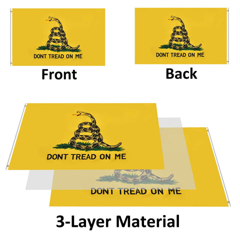 Joven Dont Tread on Me flag showing brass grommets for secure mounting