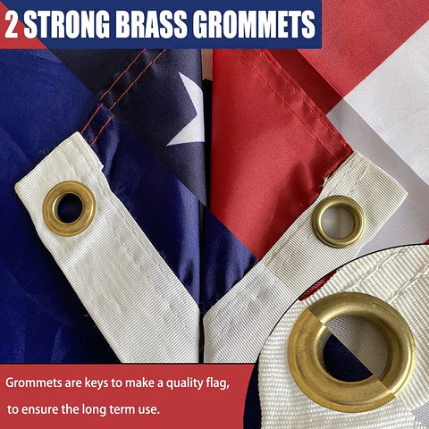Joven flag set highlights heavy-duty grommets for simple hanging.