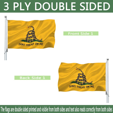 Joven gadsden flag 3x5 oxford header supports sturdy mounting outdoors