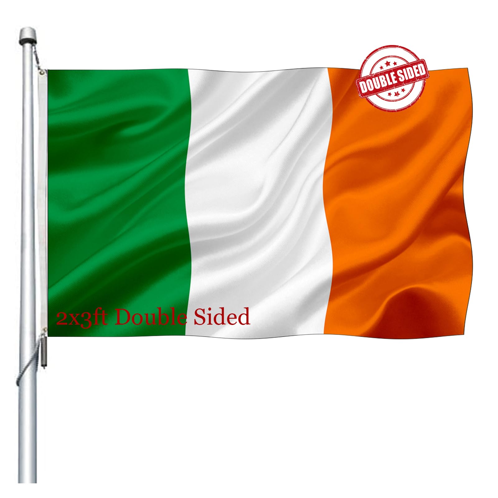 Joven Irish flag 2x3 double-sided closeup with vivid colors and durable fabric.