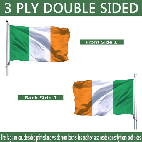 Joven Irish flag 2x3 outdoors on windy days showing stable performance.