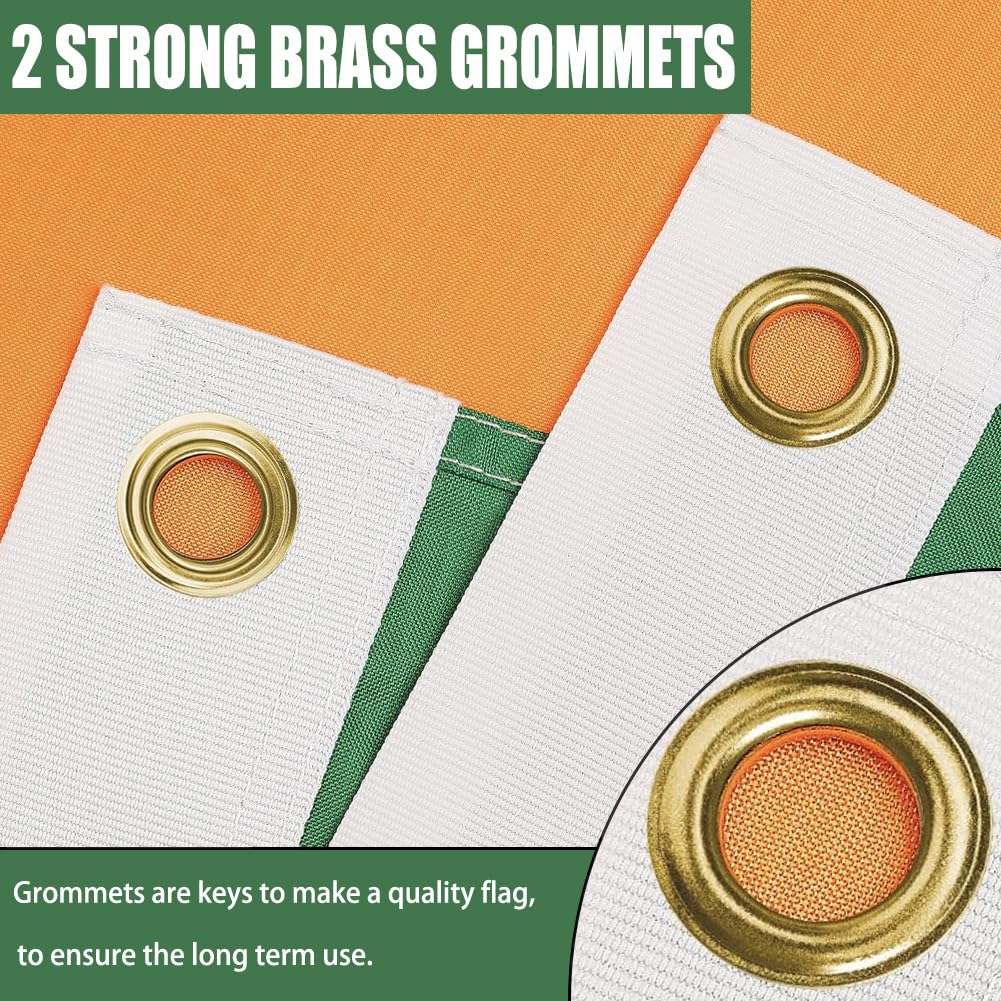 Joven Irish Flag 3x5 water-repellent polyester for outdoor use.