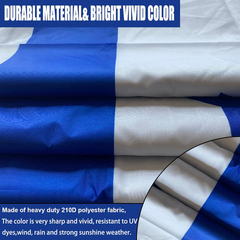 Joven flag features strong header for easy mounting on various fixtures.