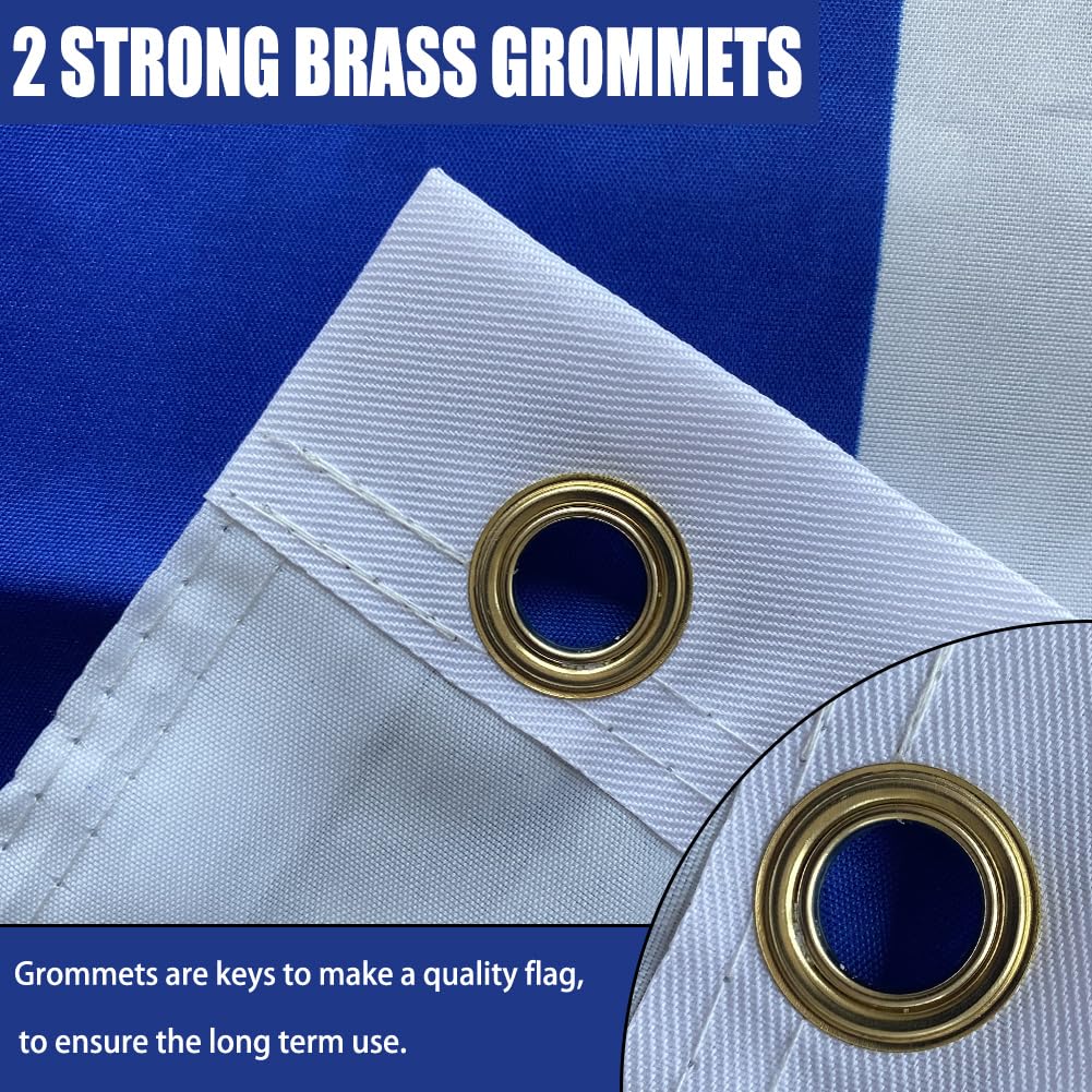 Joven Israel flag 4-row stitching minimizes fraying for long outdoor use.
