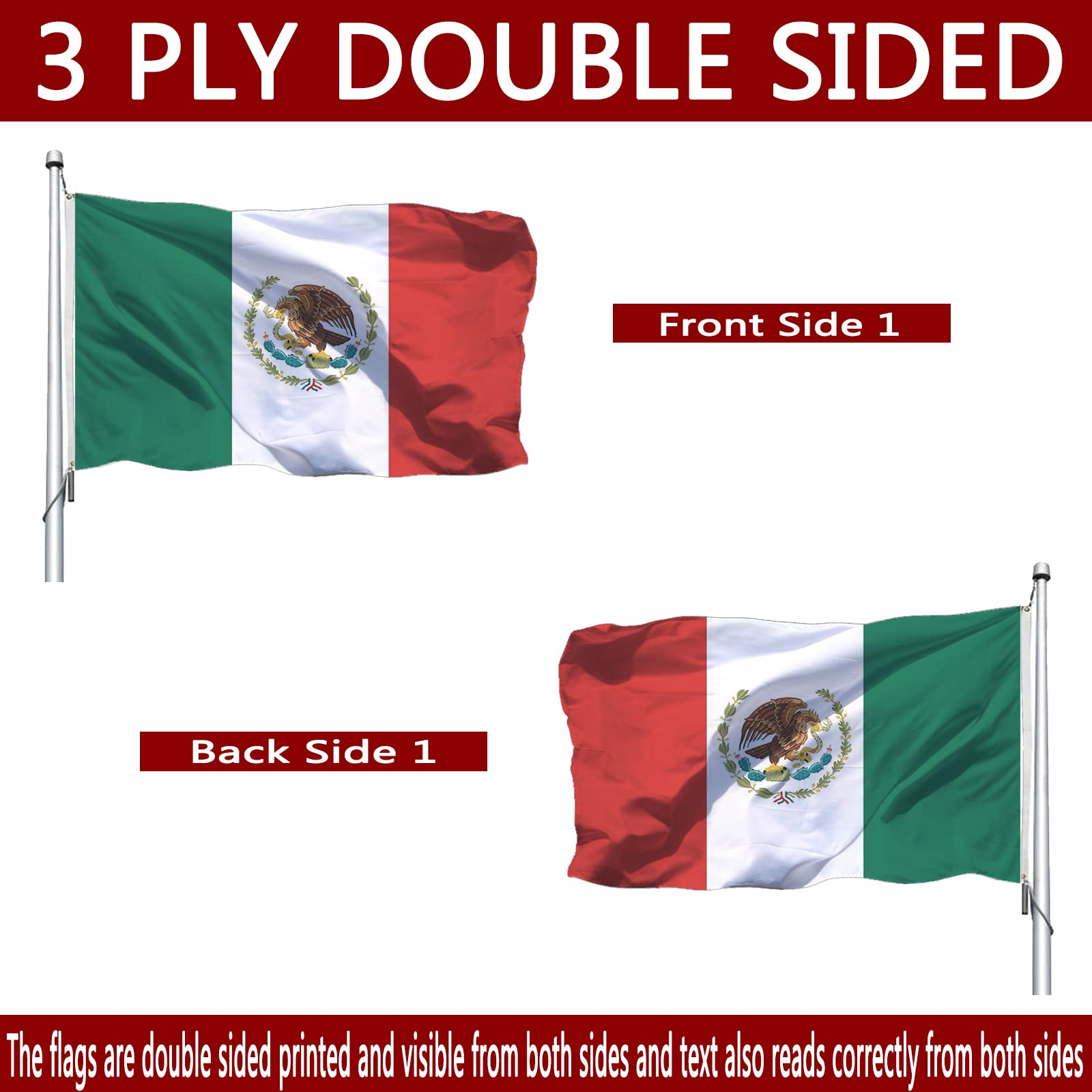 Joven Mexico flag 240D polyester designed for weather resistance.