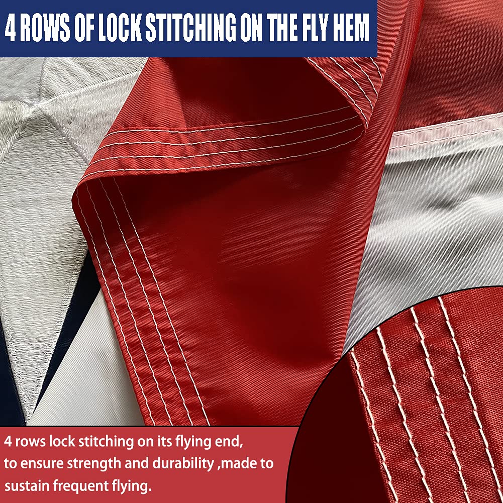 Joven Texas flag 2x3 outdoor close-up stitching highlighting durable edging