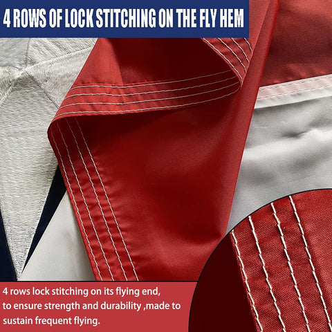 Joven Texas flag 2x3 outdoor close-up stitching highlighting durable edging