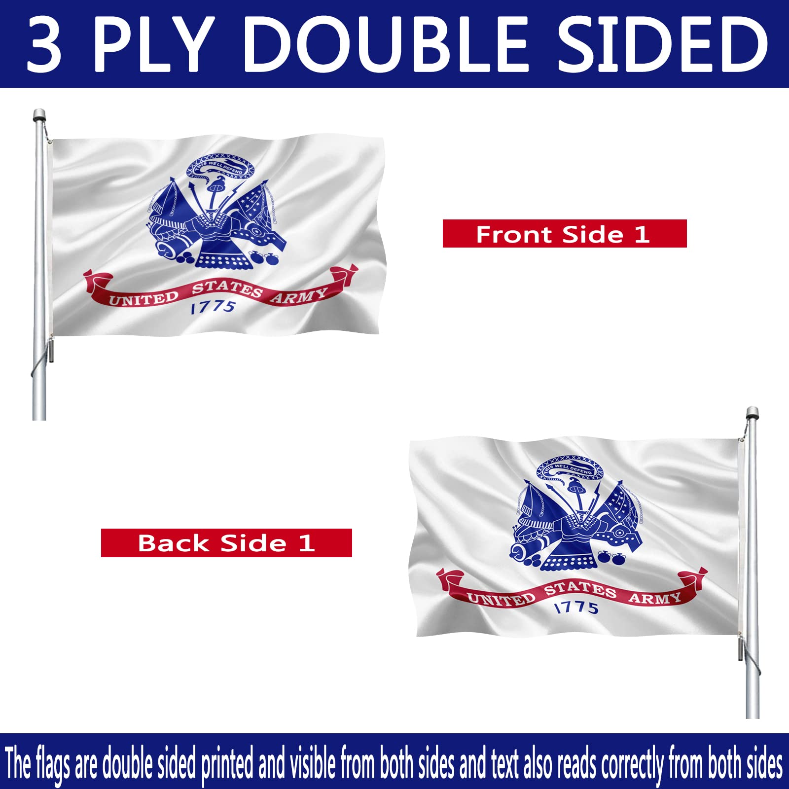 Joven US Army flag 3x5 with brass grommets for secure mounting