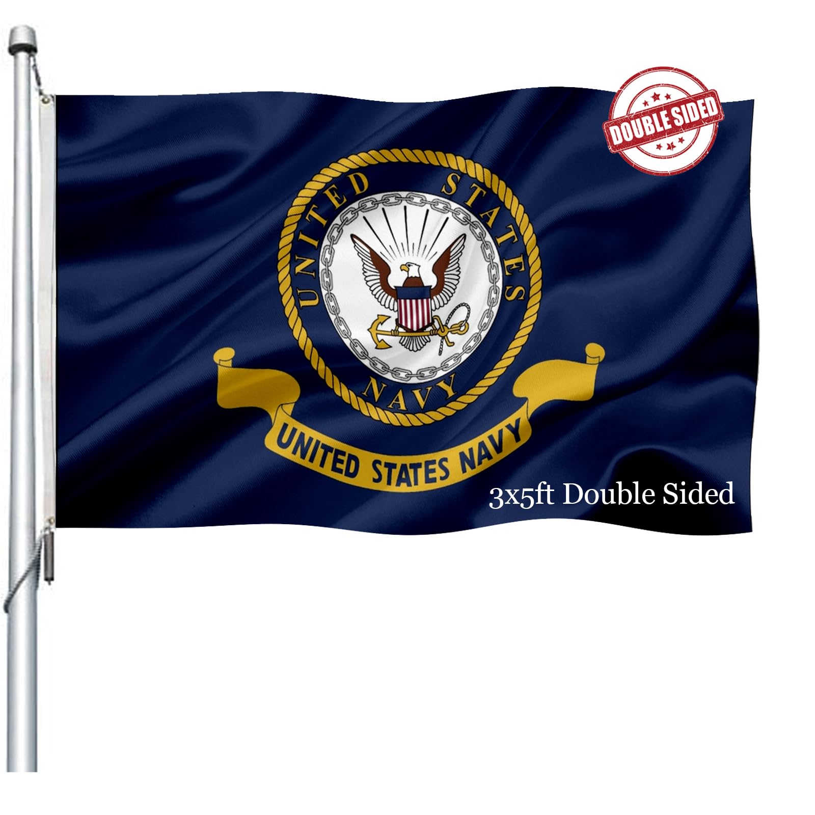Joven US Navy flag double-sided 3x5 banner for outdoor display.