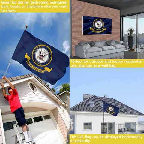 Joven US Navy flag outdoor heavy-duty construction stands up to wind.