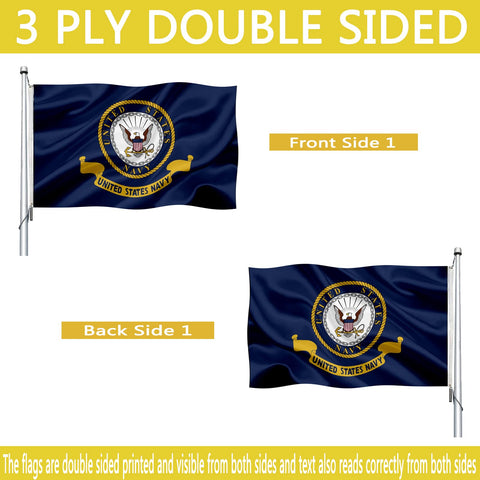 Joven US Navy flag outdoor heavy-duty design resists fading in sunlight.