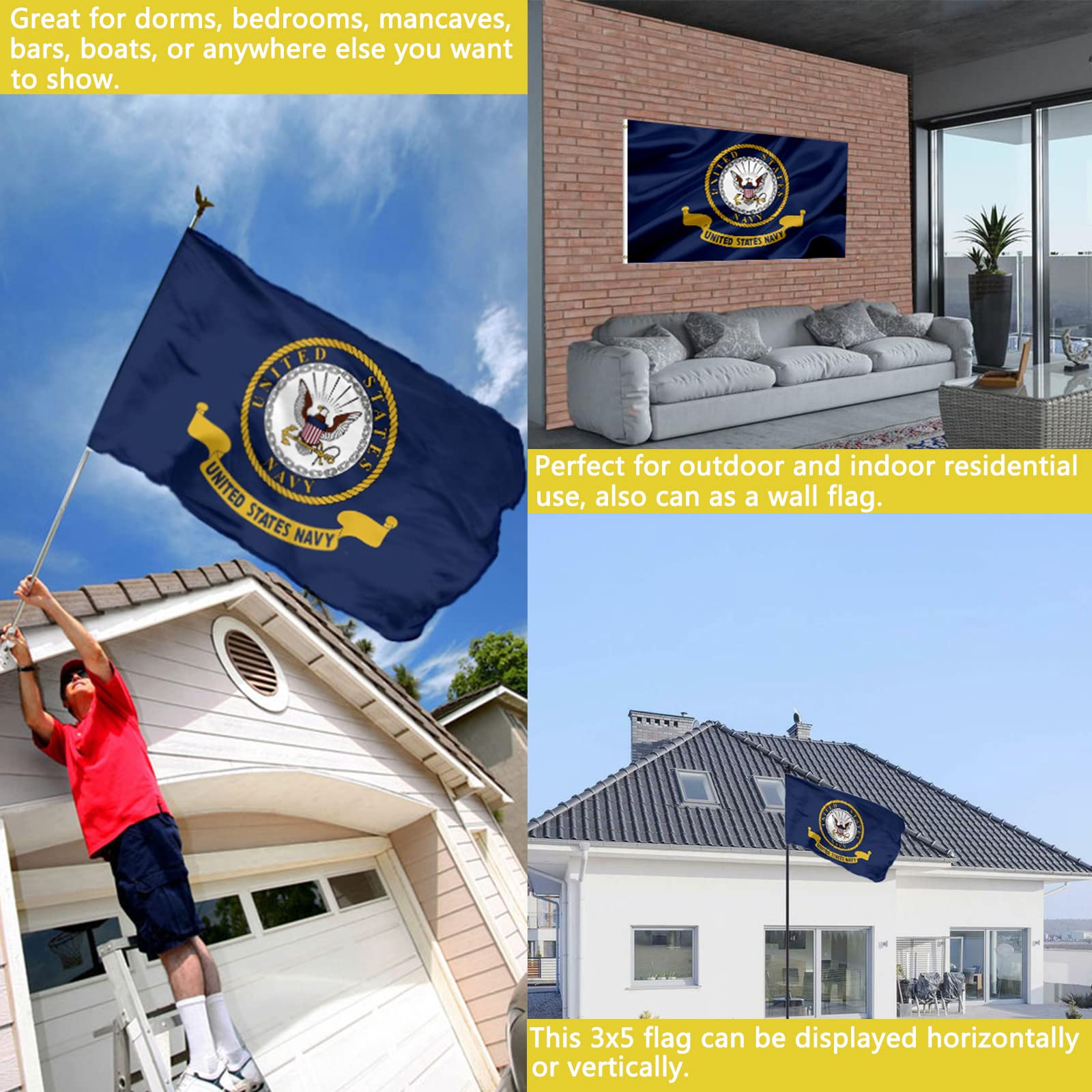 Joven US Navy flag suitable for indoor and outdoor display.