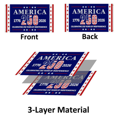 Joven USA flag double-sided print highlights 1776-2026 on both sides.