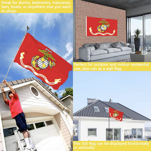 Joven USMC flag back view showing identical double-sided text