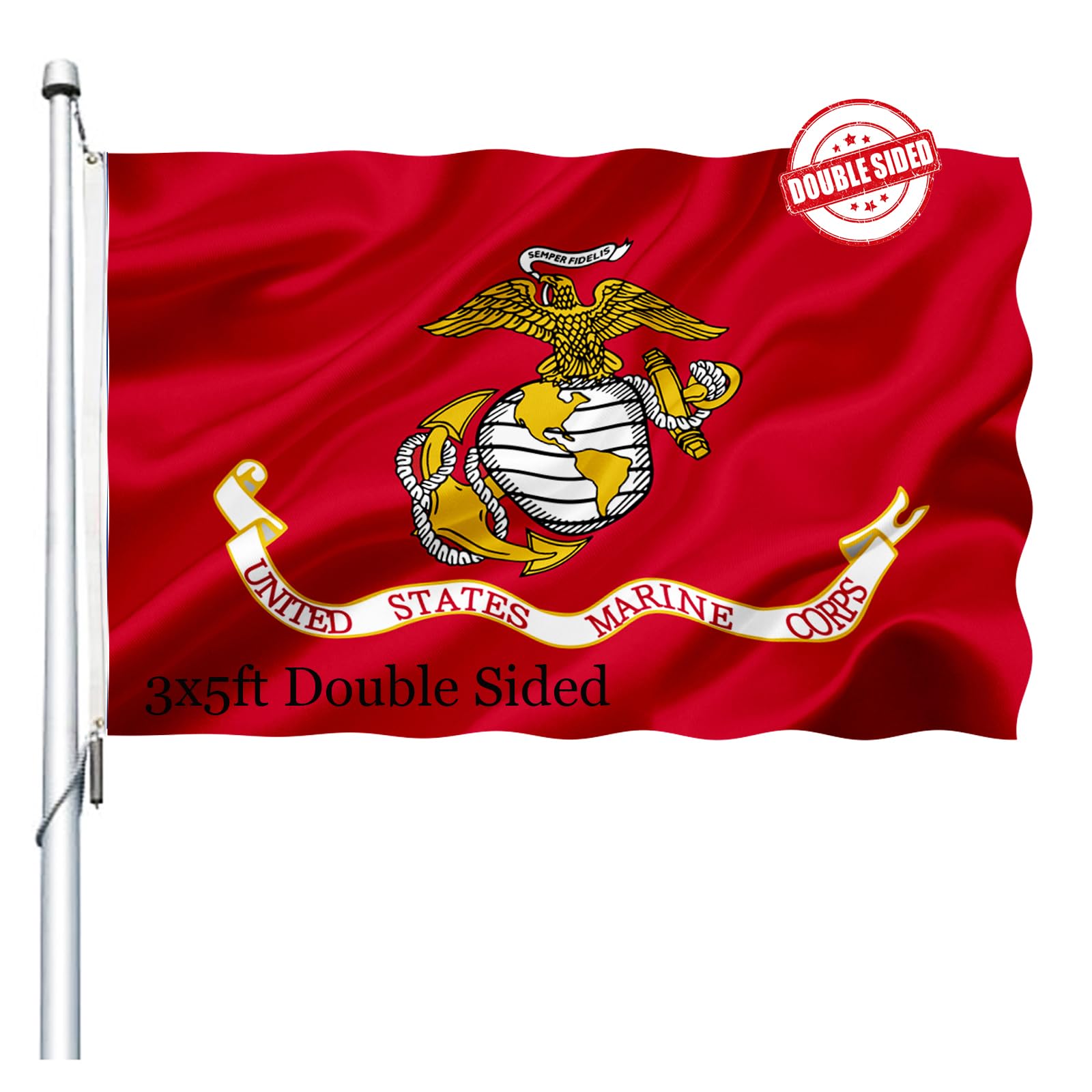 Joven USMC flag front view with double-sided print for clear display