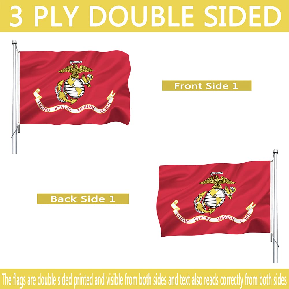 Joven USMC flag oxford header with two brass grommets for secure mounting