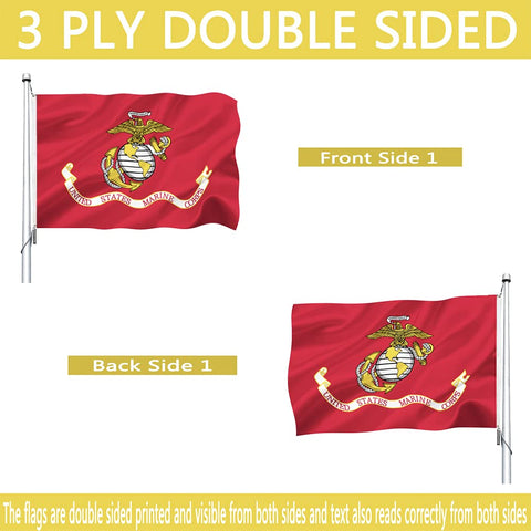 Joven USMC flag oxford header with two brass grommets for secure mounting
