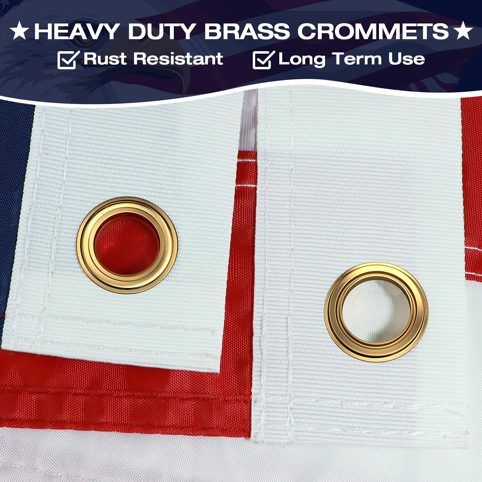 JOWHOL brass-grommets storm-ready attribute secures flag during high winds.