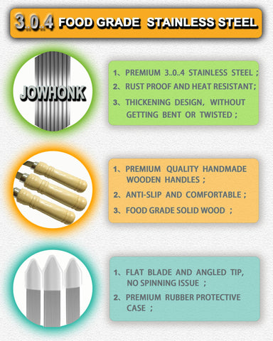 JOWHONK one piece design skewers prevent bending and ensure stable turning.