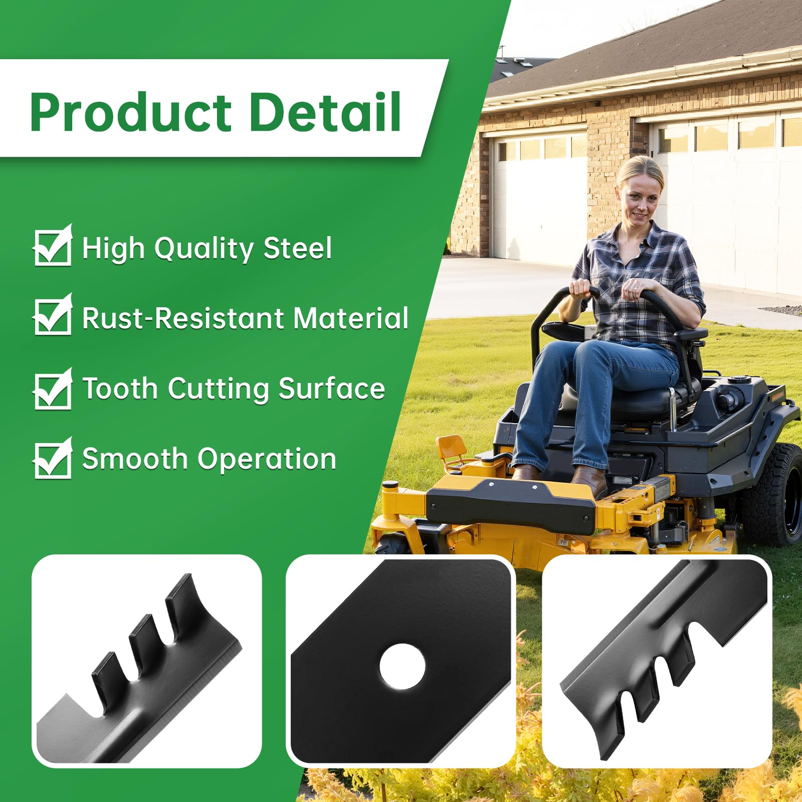 Jowlawn mulching teeth with centrifugal lift promote even clipping distribution