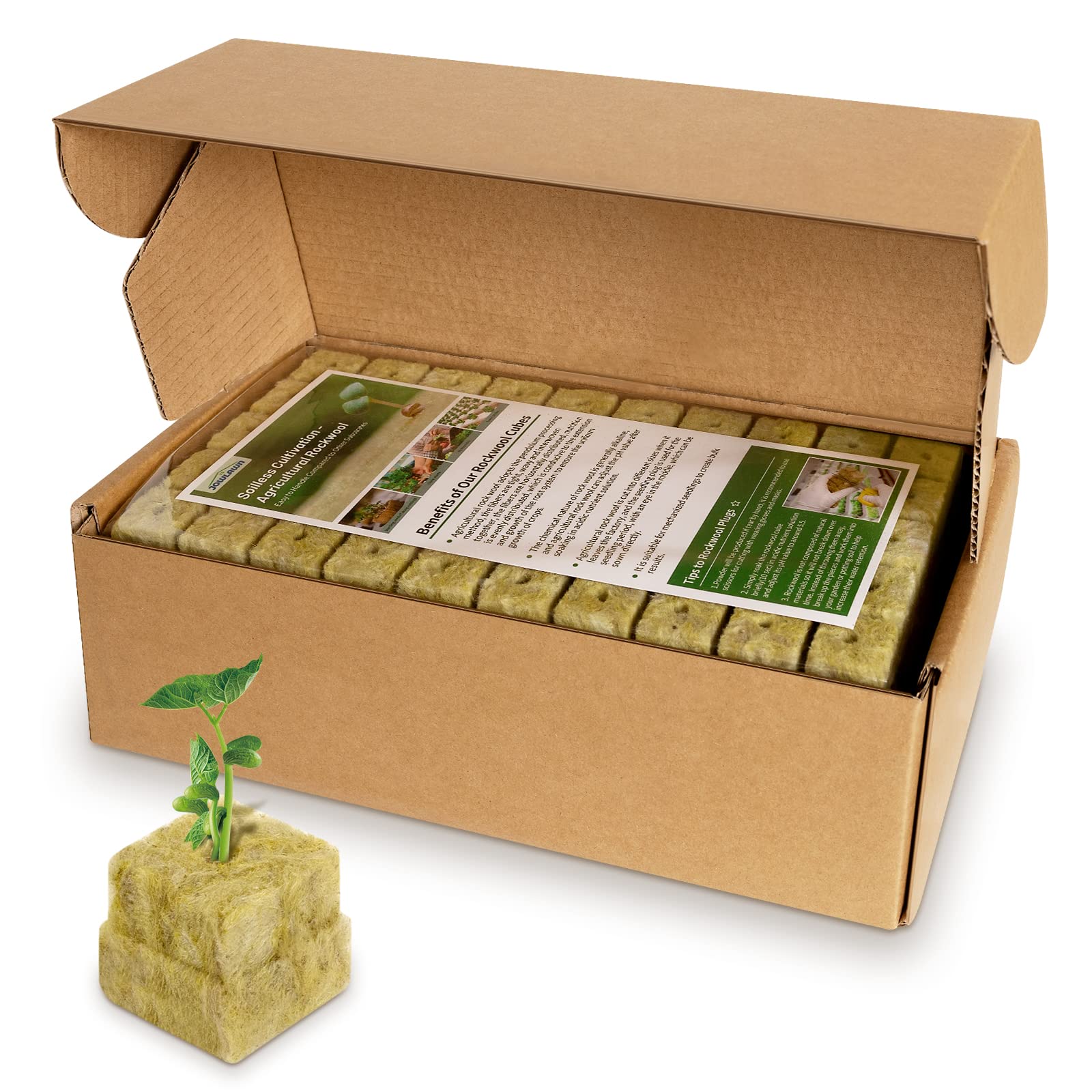 Jowlawn rockwool cubes 200 plugs for reliable seed starting and cloning