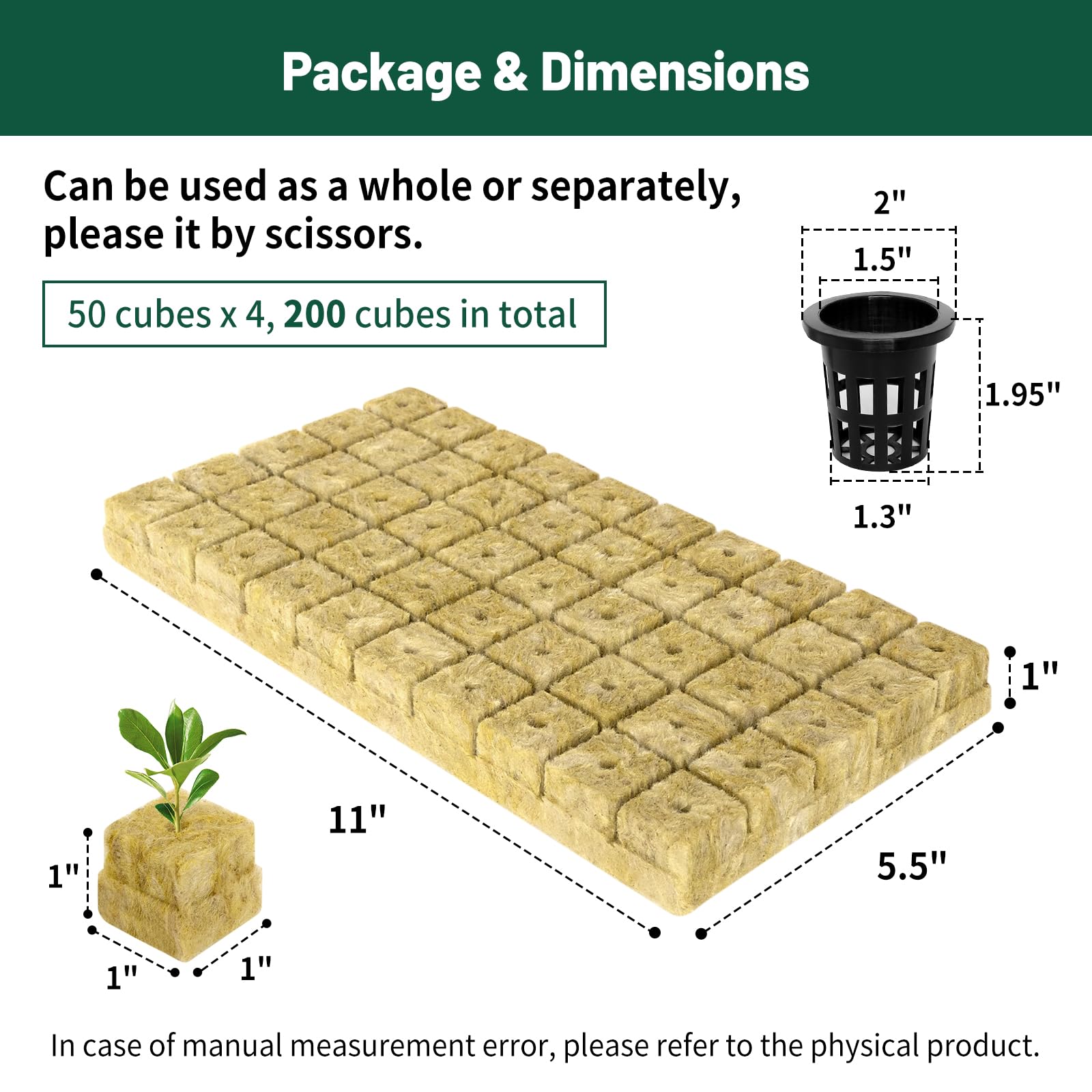 Jowlawn rockwool cubes in a 200-plug pack for hydroponic propagation