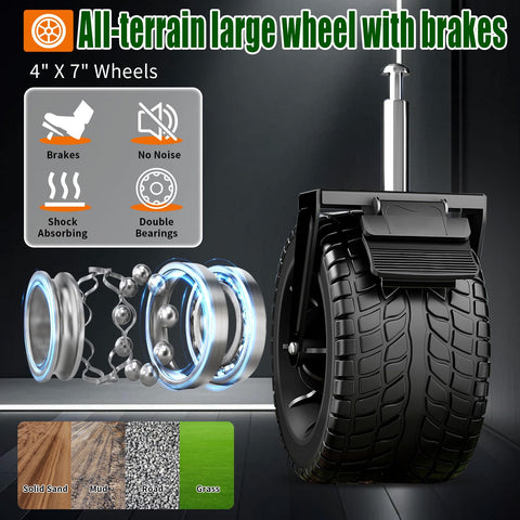 Joxir 360-degree front wheels with brakes prevent movement on slopes