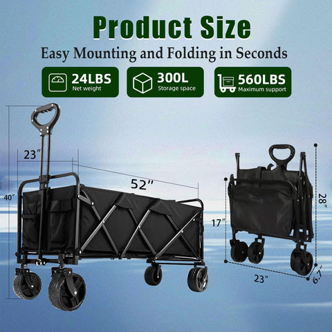 Joxir 52in foldable wagon compact-fold design for easy storage