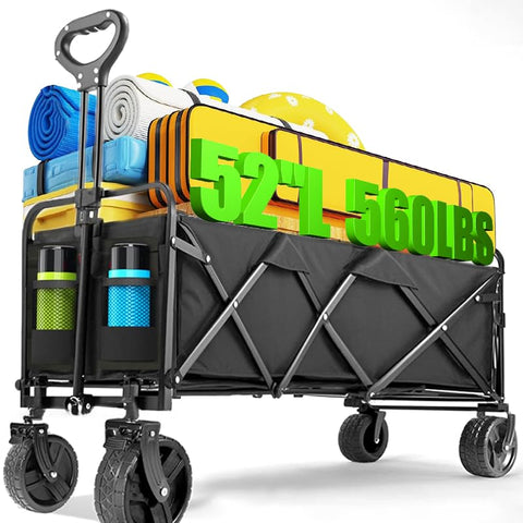 Joxir 52in foldable wagon with full-size capacity for groceries and gear, ideal for trips
