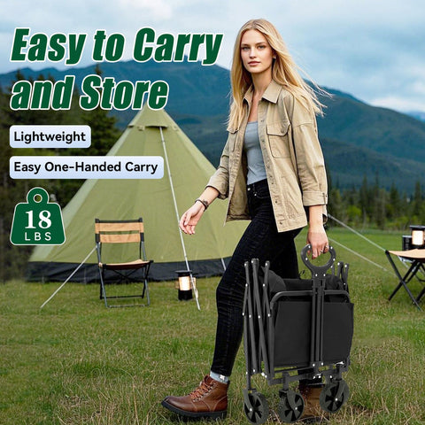 Joxir adjustable-handle wagon fits different heights for easy pull.