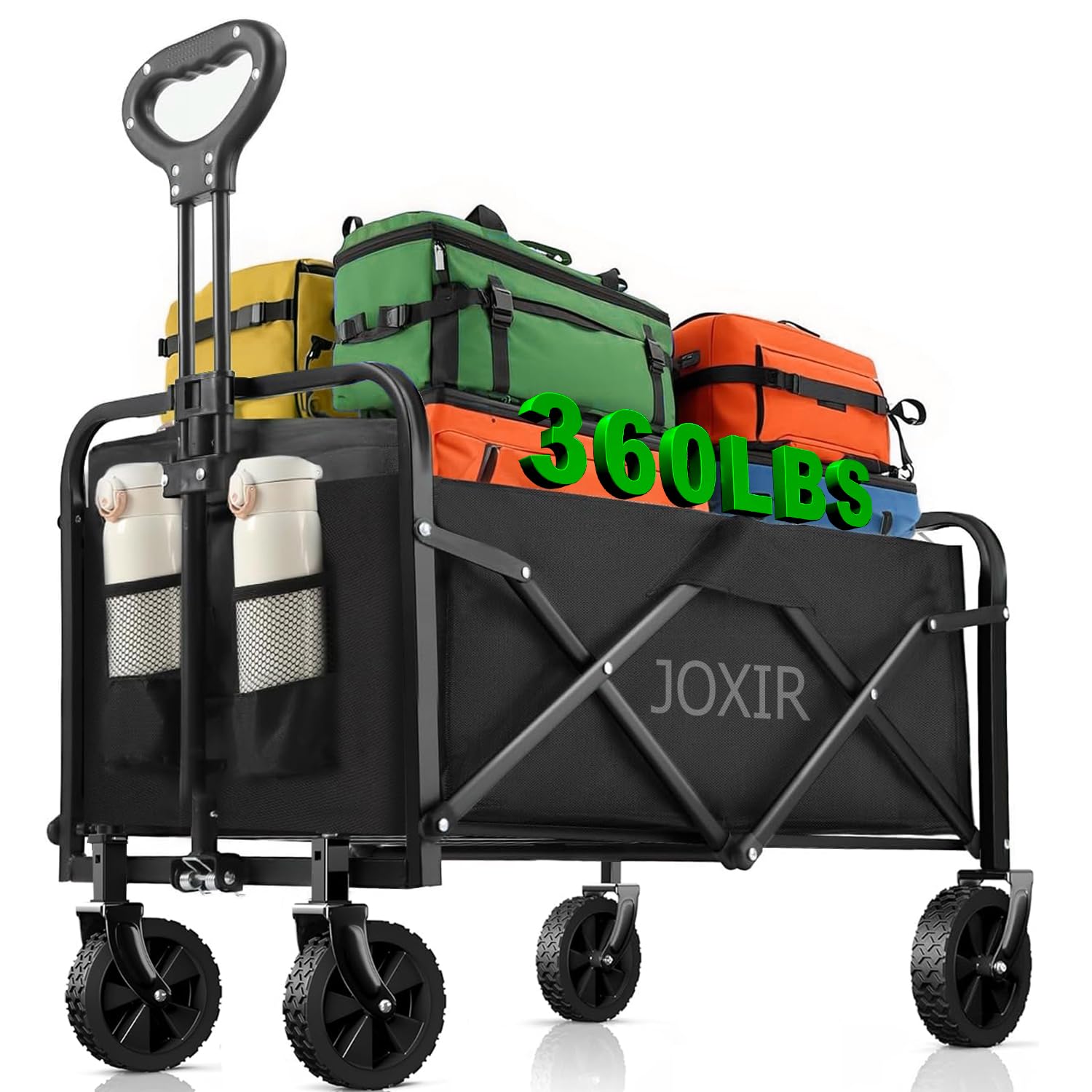 Joxir collapsible wagon folded for easy trunk storage and quick trips.