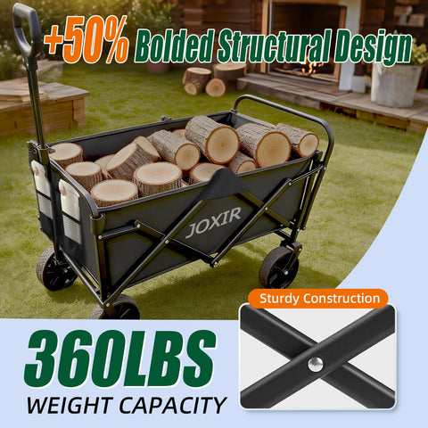 Joxir adjustable-handle wagon lets users pull comfortably at any height.