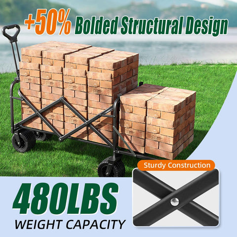 Joxir wagon front wheels with brakes prevent unwanted roll.