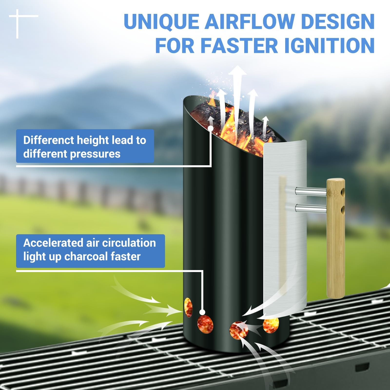 Joyagrill bottom air holes enhance airflow for quicker ignition