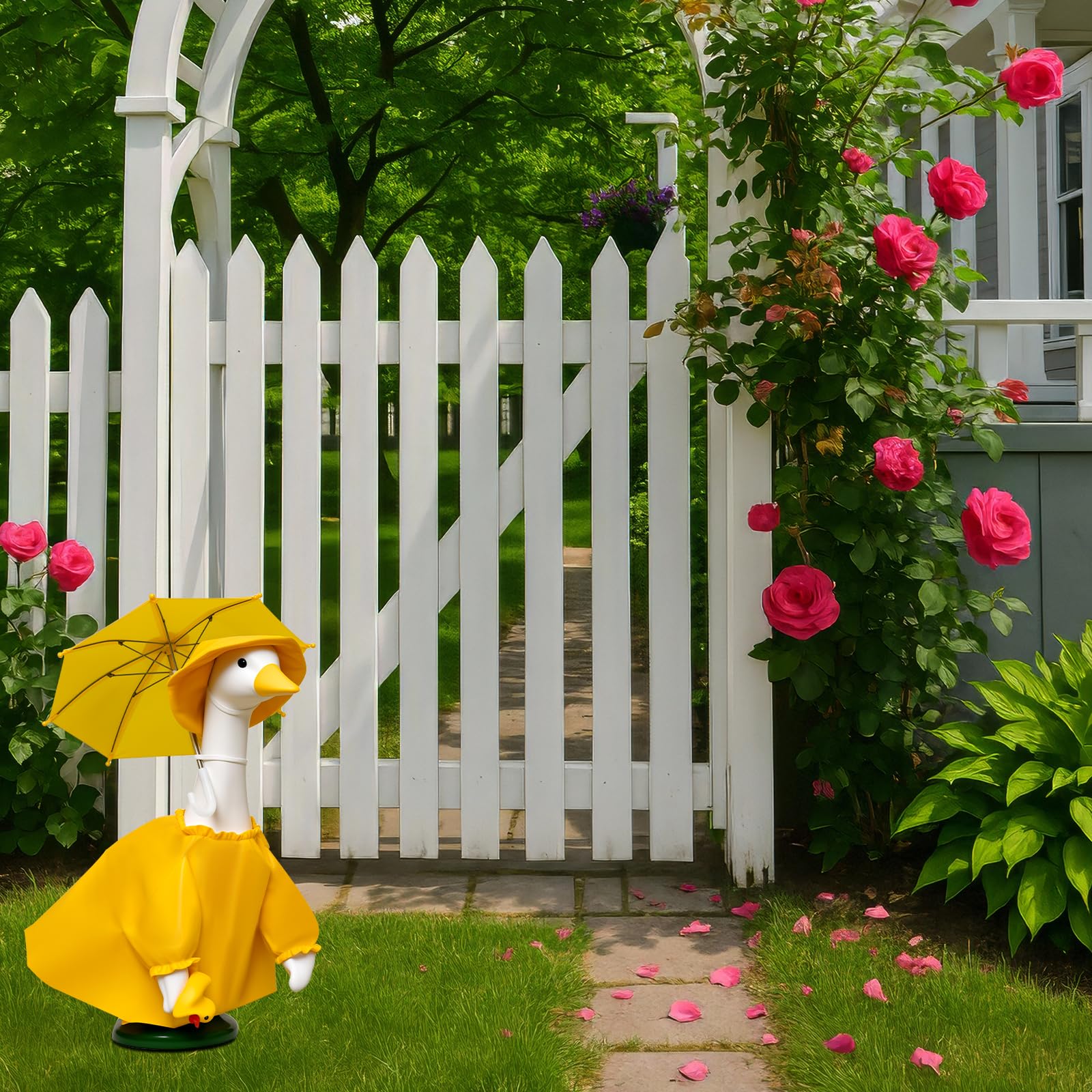 JOYANDRO garden decor goose outfit elevates outdoor spaces with themed charm.