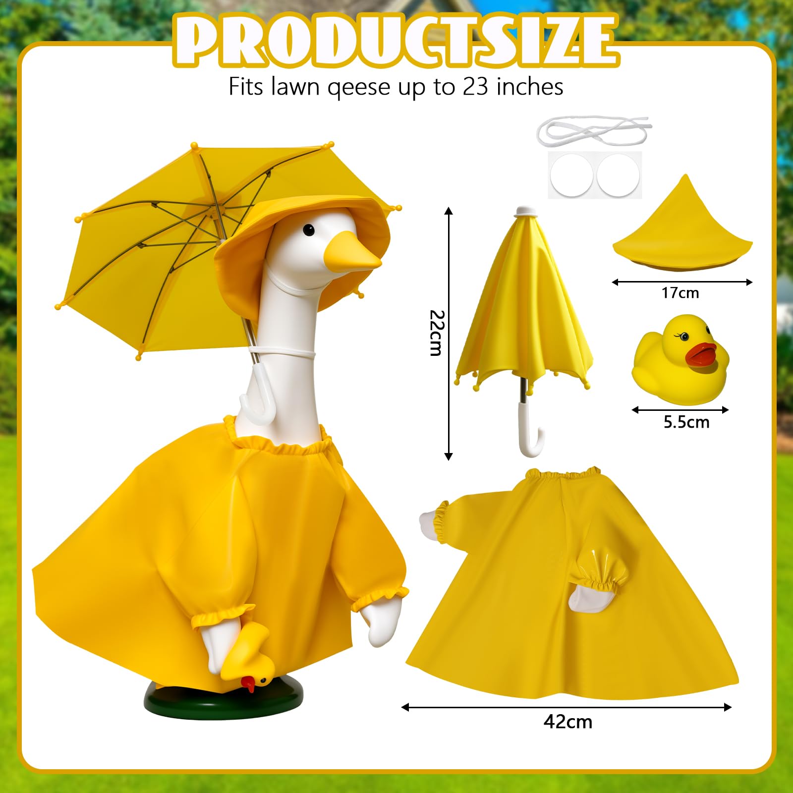 JOYANDRO porches goose raincoat closeup shows elastic fit for easy dressing.