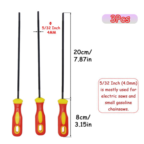 Joyangy round chainsaw file with plastic handle for ergonomic sharpening on site