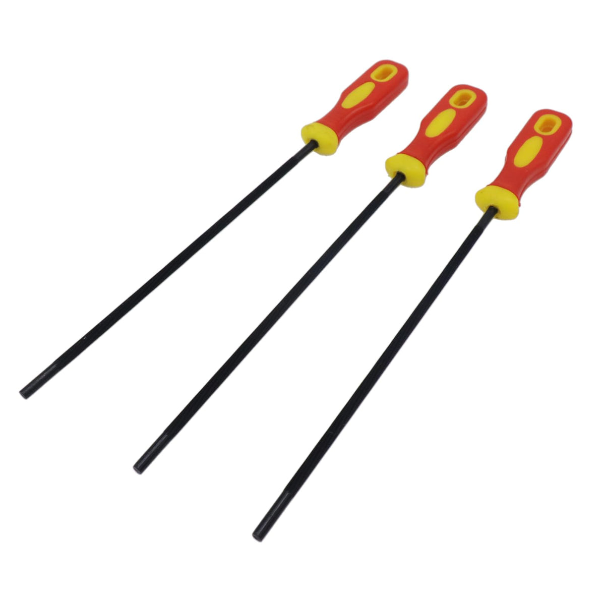 Joyangy three-pack 3/16-inch chain sharpening files for accurate chain maintenance.