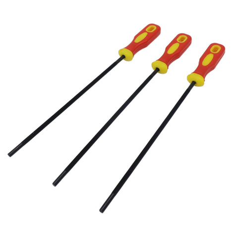Joyangy three-pack 3/16-inch chain sharpening files for accurate chain maintenance.
